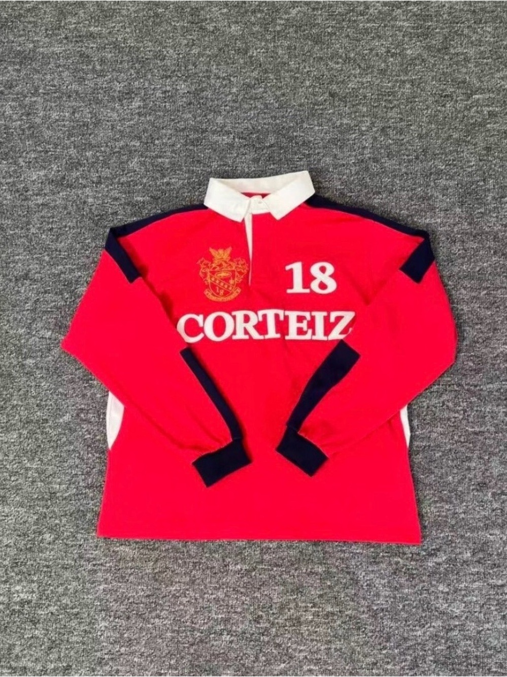 Corteiz Red Long-Sleeve Rugby Polo Sweater